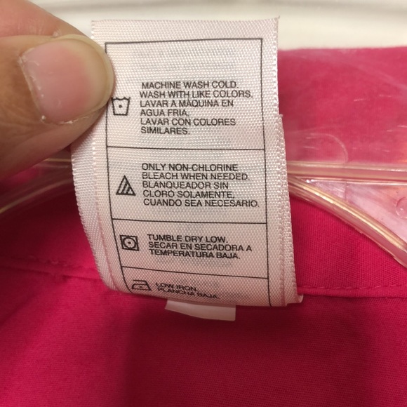 JMS Just my Size Pink Button Down Front Tie Front Top 1X 16W PLUS SIZE - Picture 4 of 7